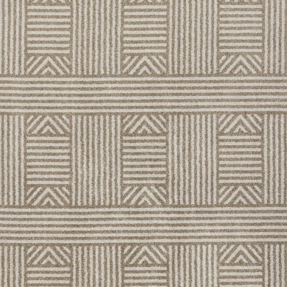 7' x 9' Beige and Ivory Geometric Indoor Outdoor Area Rug