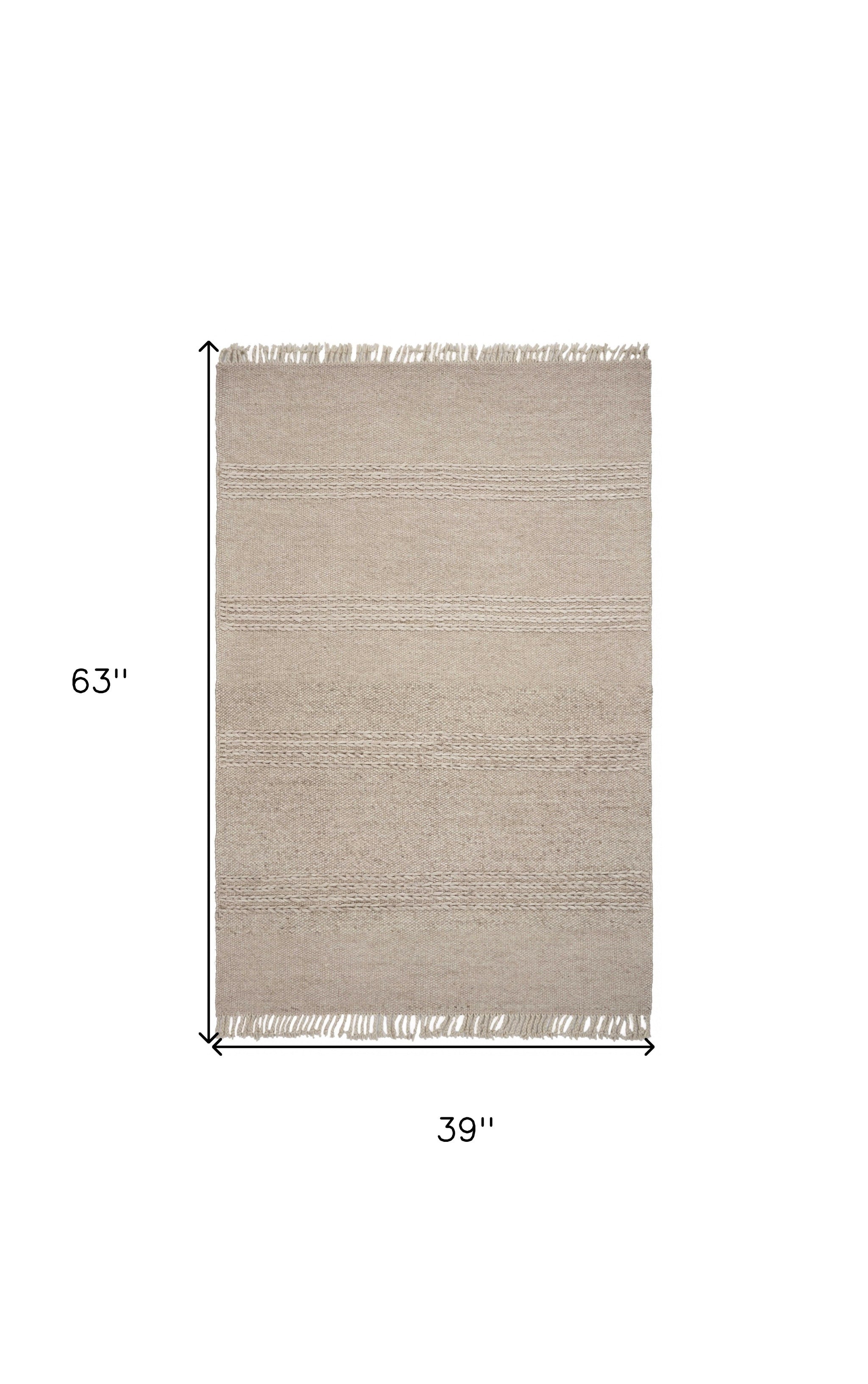 7' X 9'  Wool Natural Area Rug