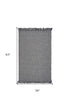 3' X 5' Grey Braided Wool Area Rug With Fringe