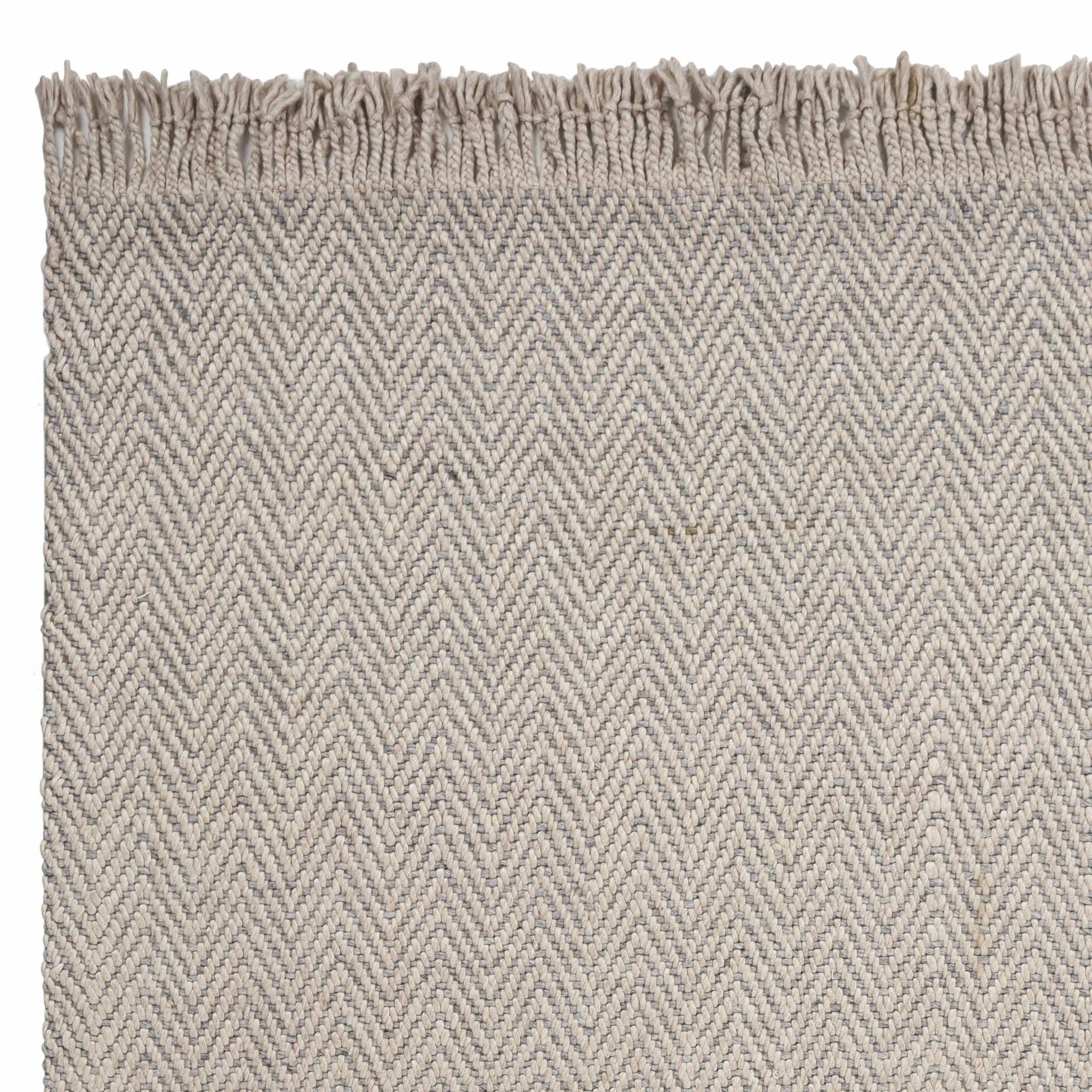 5'X8' Oatmeal Beige Hand Woven Houndstooth Indoor Area Rug