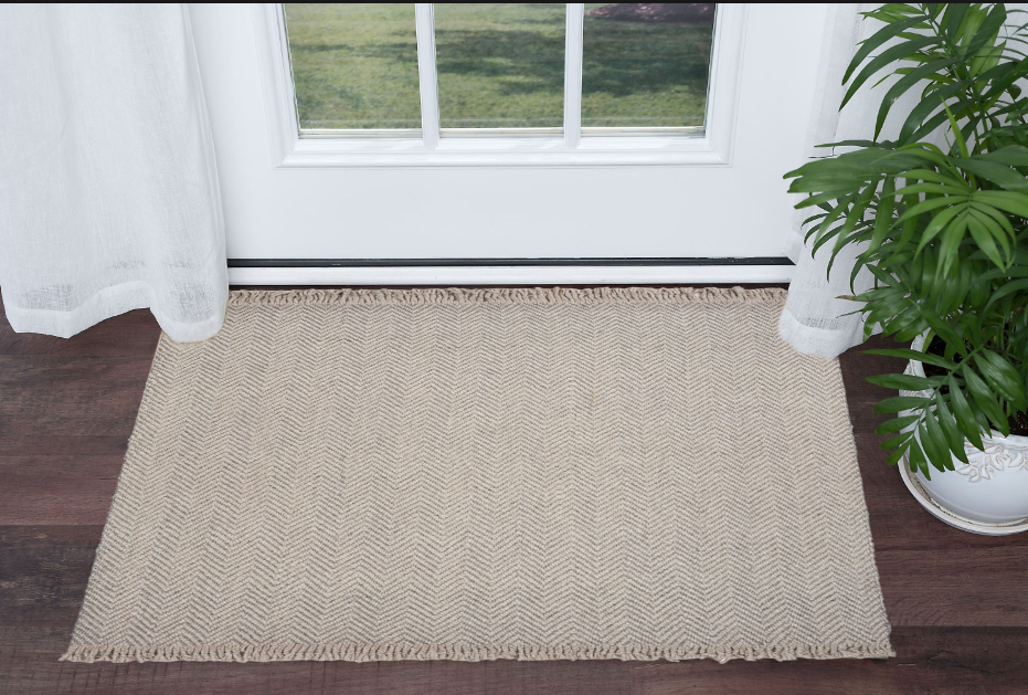 5'X8' Oatmeal Beige Hand Woven Houndstooth Indoor Area Rug