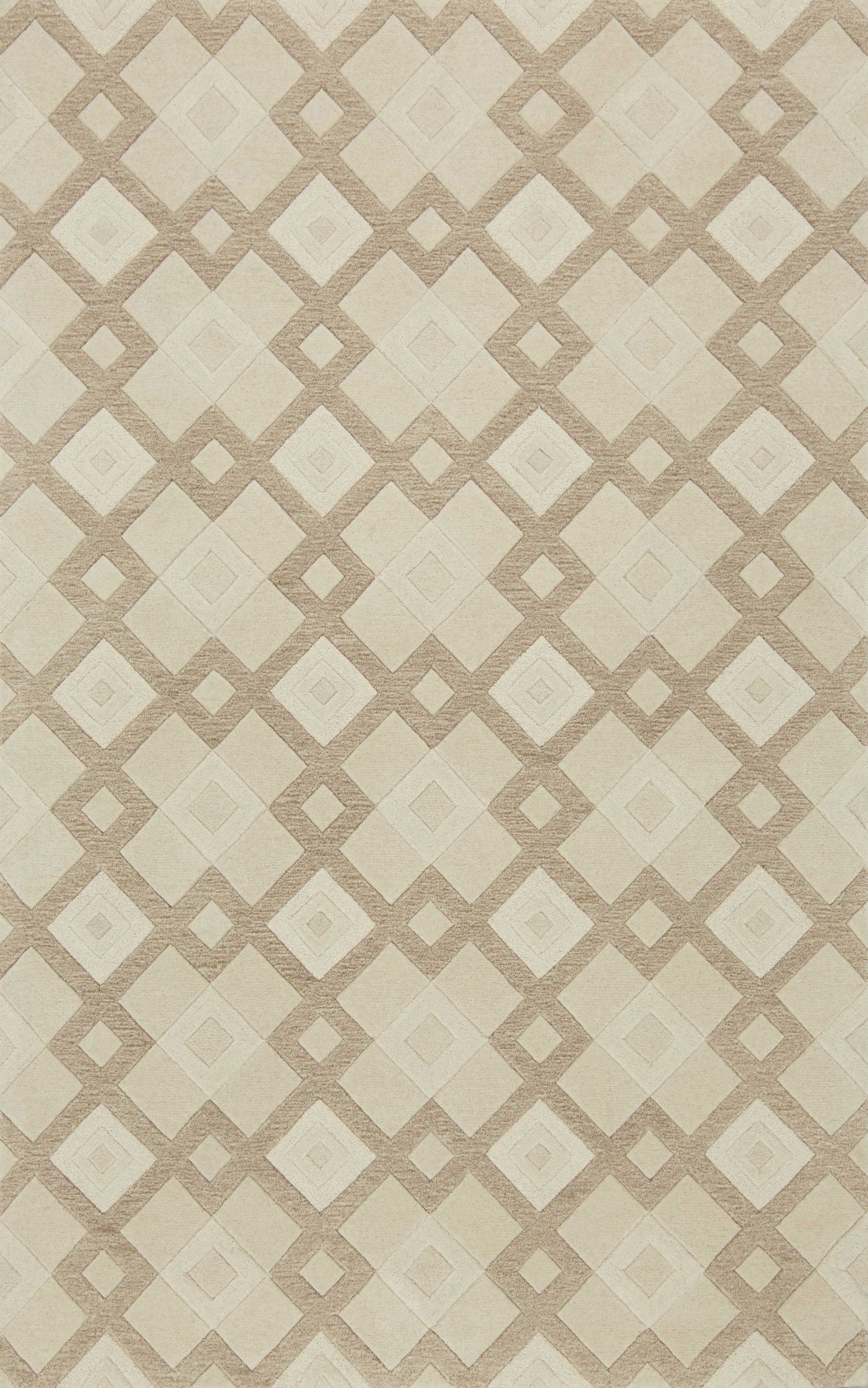 8' X 11' Ivory Wool Geometric Hand Tufted Area Rug