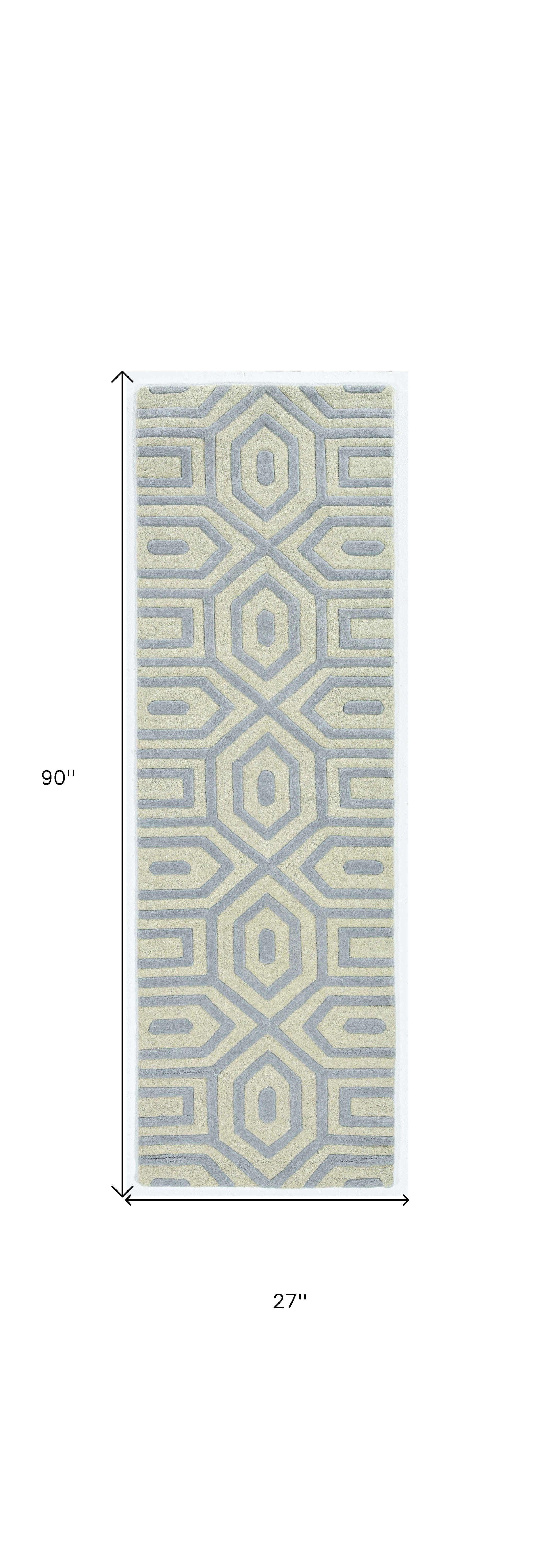 3'X5' Grey Hand Tufted Geometric Indoor Area Rug