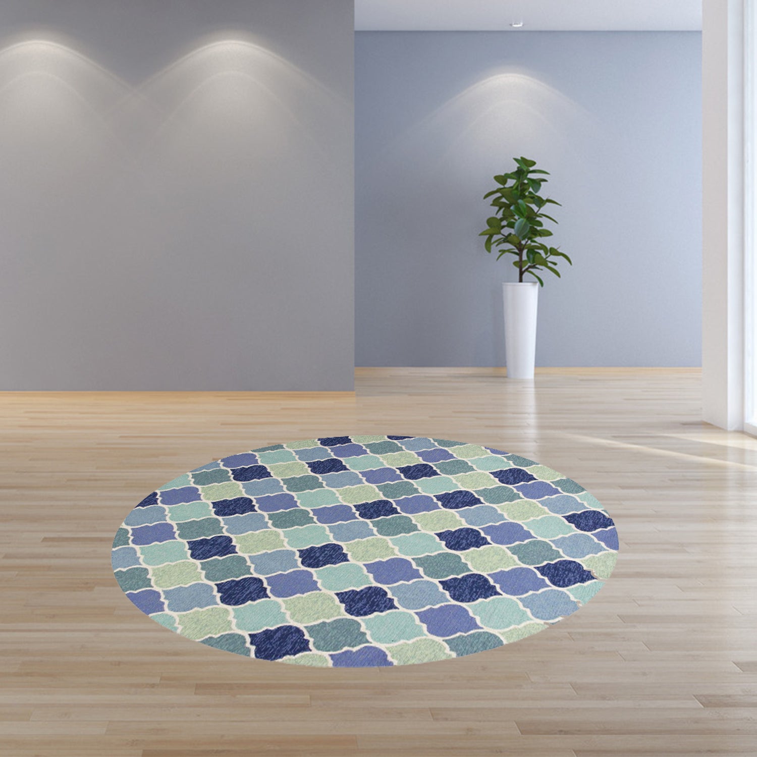 7' X 9'  Uv Treated Polypropylene Blue Area Rug