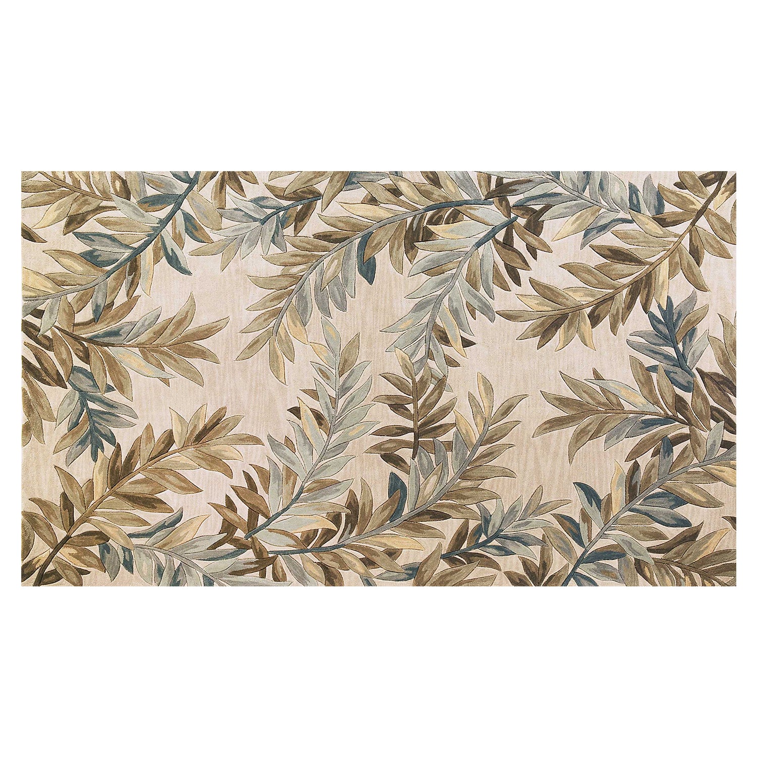 5'X8' Ivory Hand Tufted Pinnate Fronds Indoor Area Rug