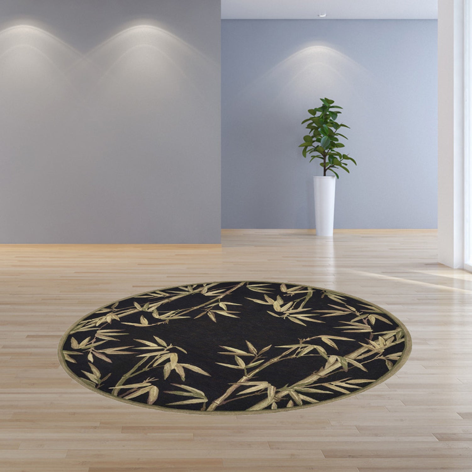 8' X 11'  Wool Black And Bamboo Area Rug