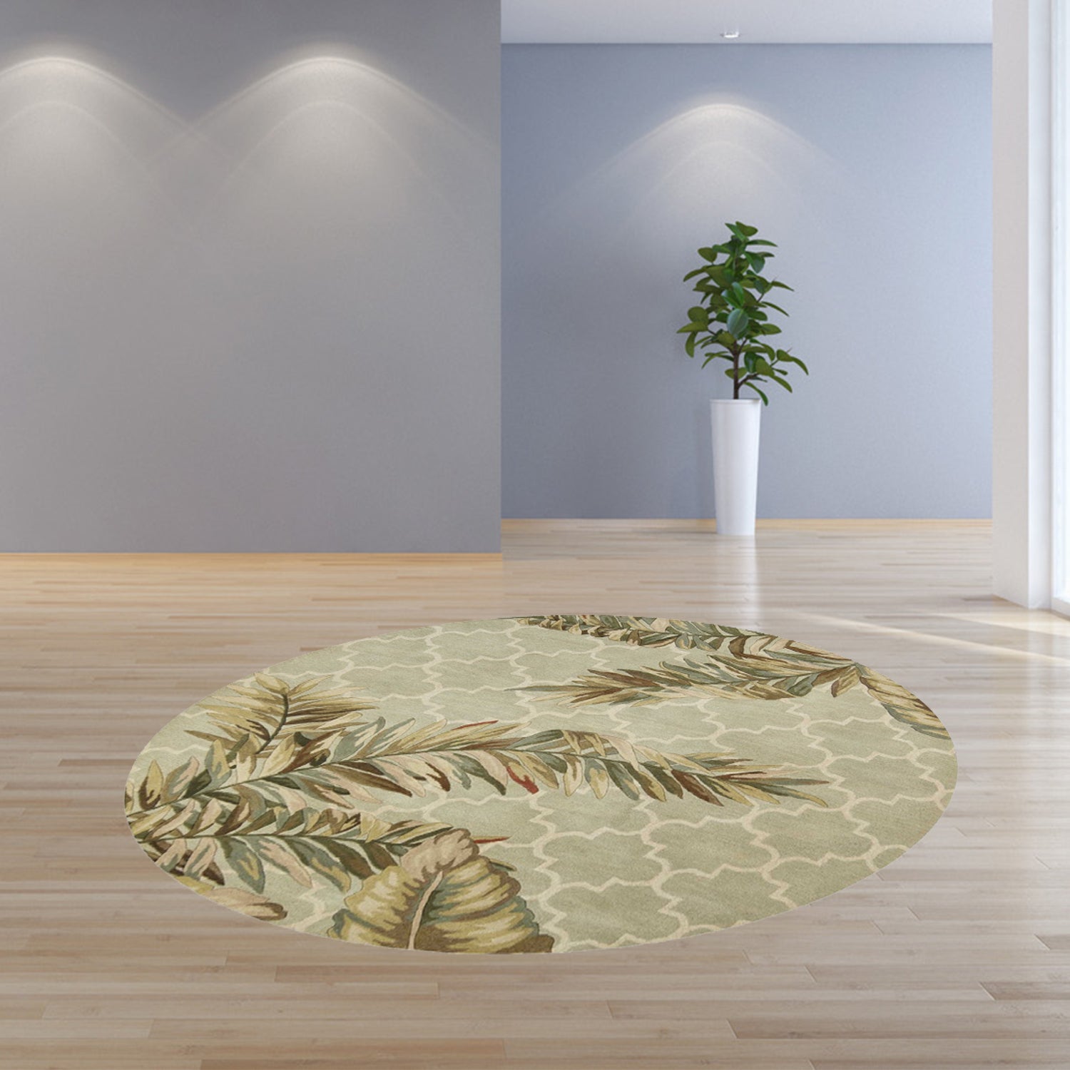 4'X6' Sage Green Hand Tufted Tropical Quatrefoil Indoor Area Rug