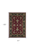 5'X8' Red Black Machine Woven Floral Traditional Indoor Area Rug