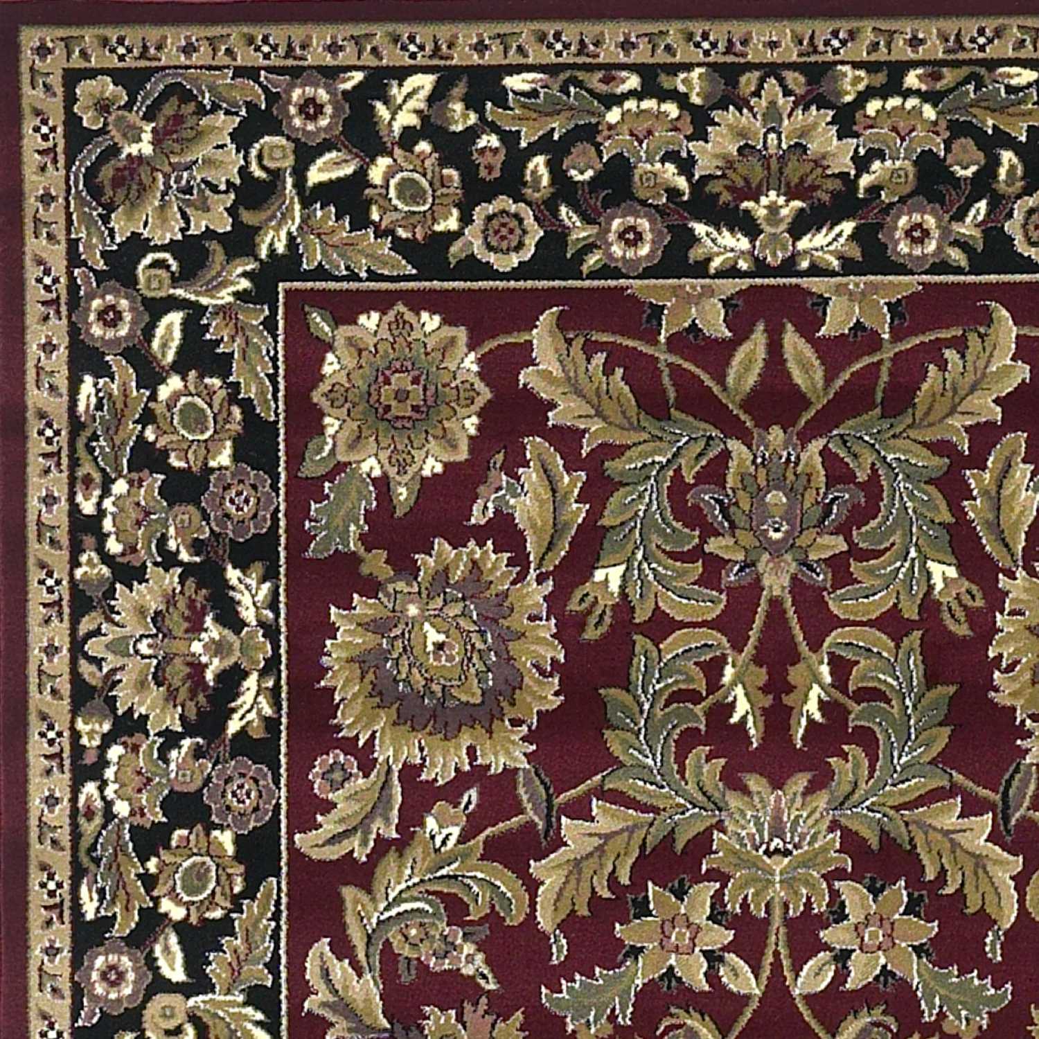 5' X 8' Red Or Black Floral Bordered Area Rug