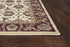 8' Ivory And Red Octagon Floral Vines Area Rug