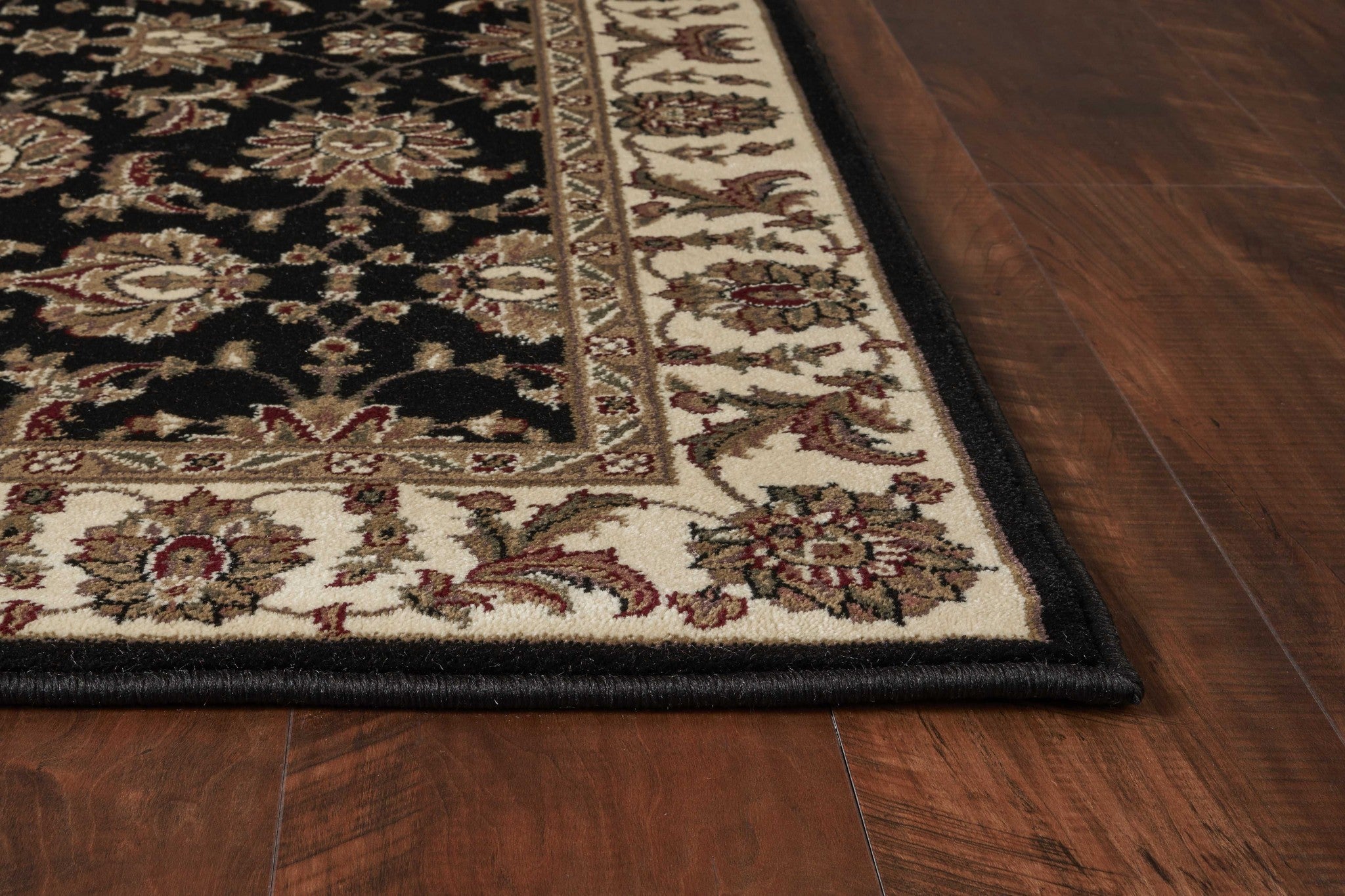 5' X 8' Black Or Ivory Floral Bordered Area Rug