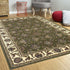 Green And Ivory Octagon Floral Vines Area Rug