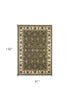 Green And Ivory Octagon Floral Vines Area Rug