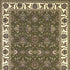 Green And Ivory Octagon Floral Vines Area Rug