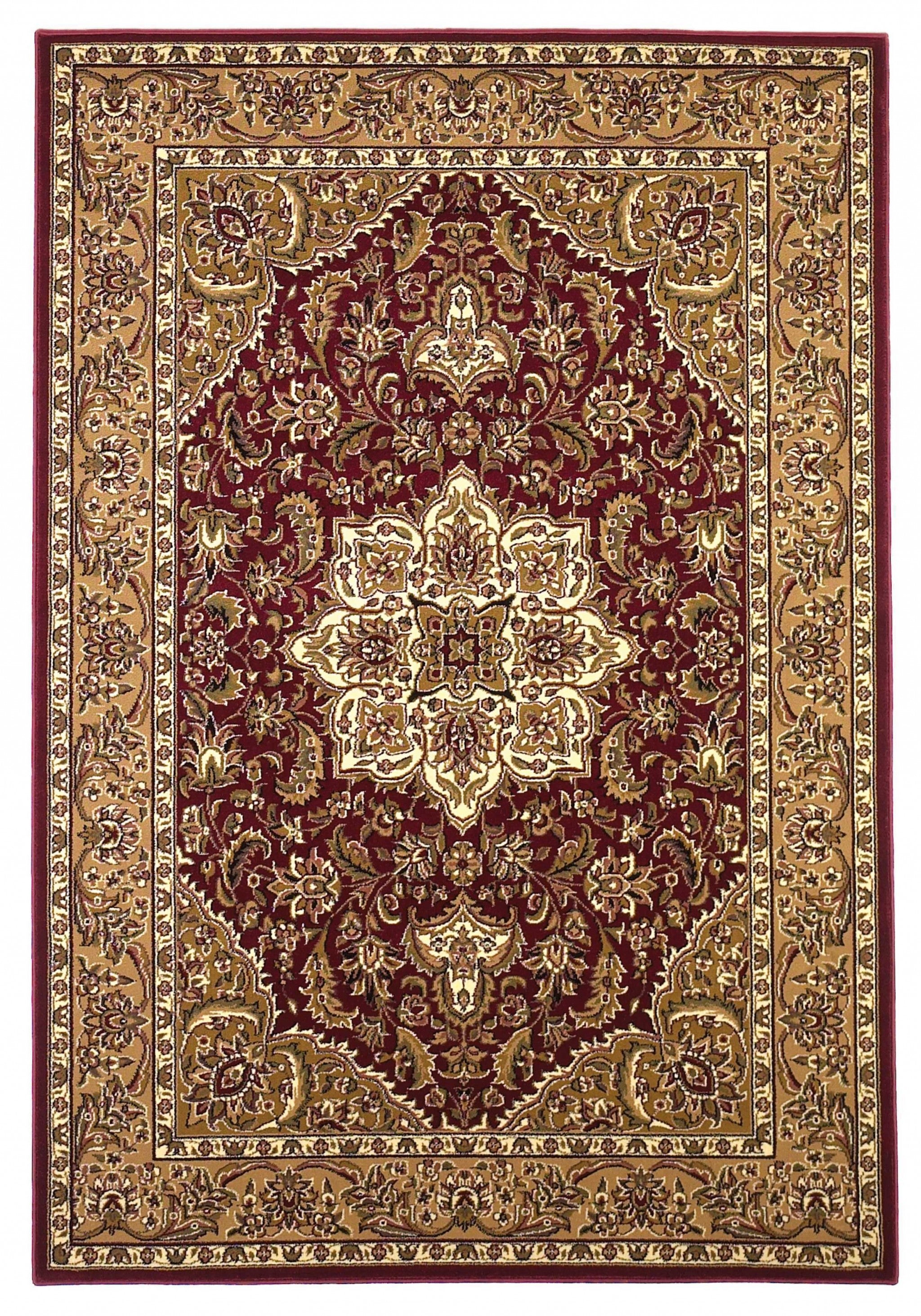 8' Red And Beige Area Rug