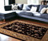 Black And Beige Octagon Floral Vines Area Rug