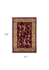 5' X 8' Red Or Beige Floral Bordered Area Rug