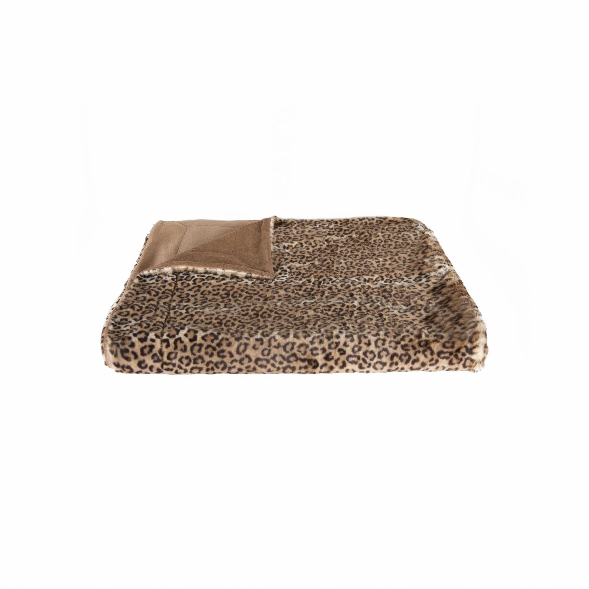 50" X 70" Brown and Black Faux Fur Animal Print Plush Throw Blanket