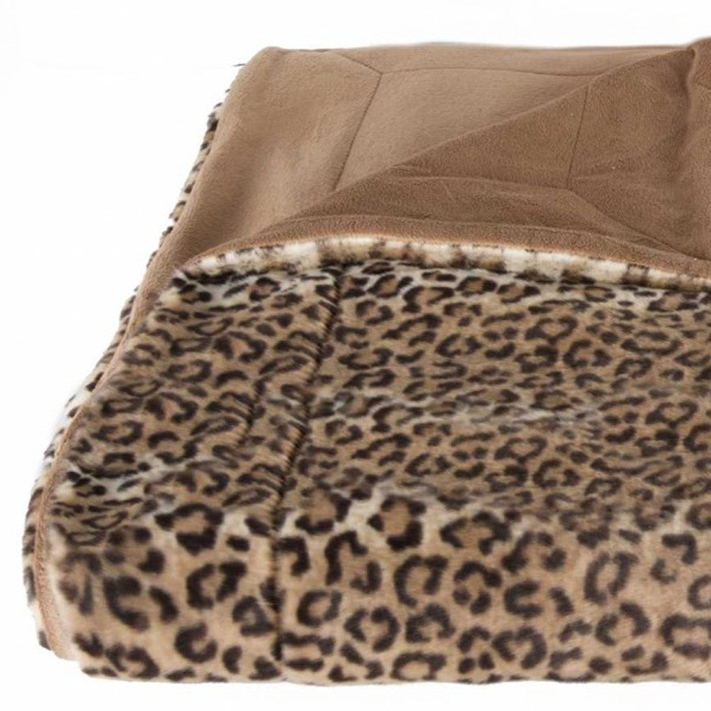 50" X 70" Brown and Black Faux Fur Animal Print Plush Throw Blanket