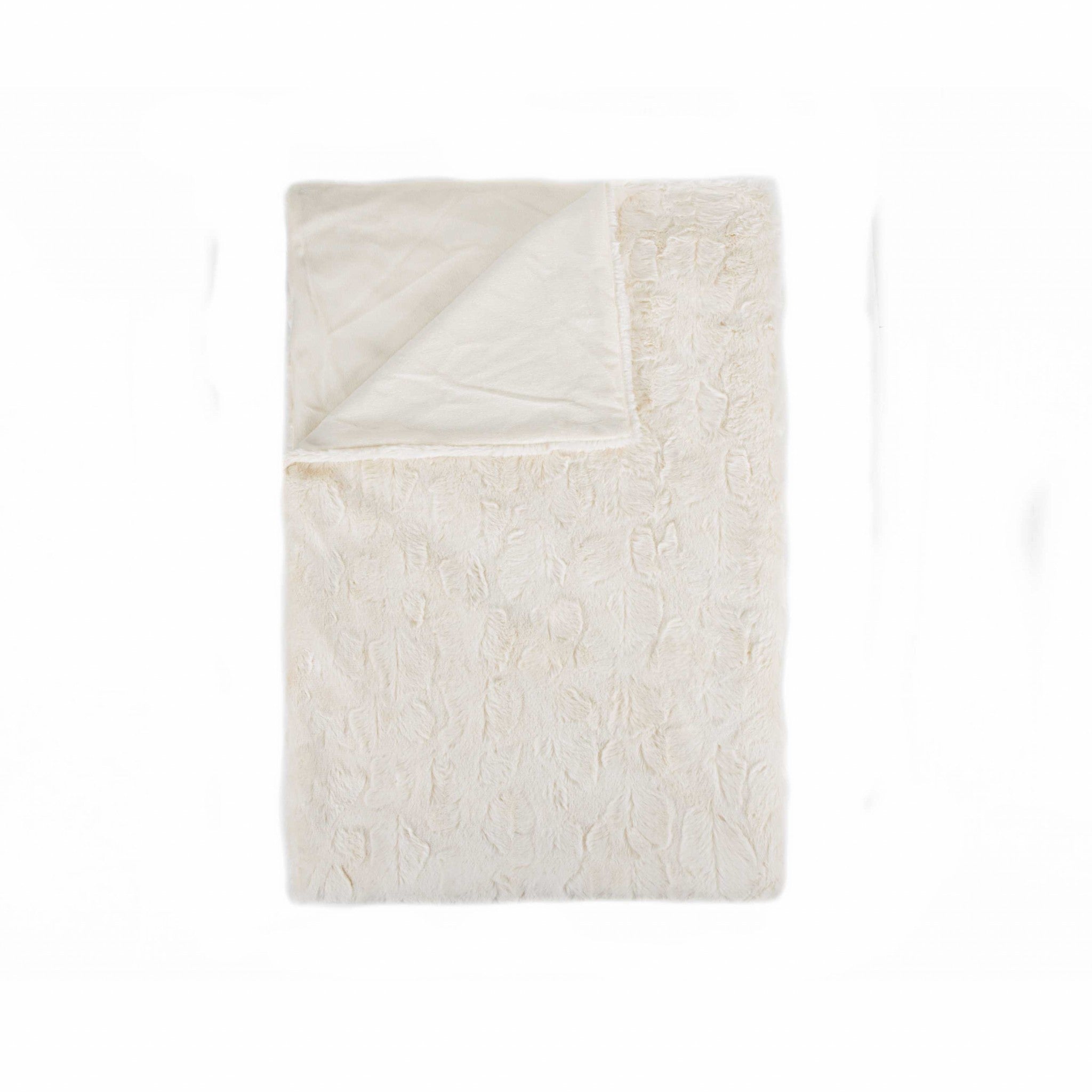 Off White Woven Acrylic Patchwork Plush Throw