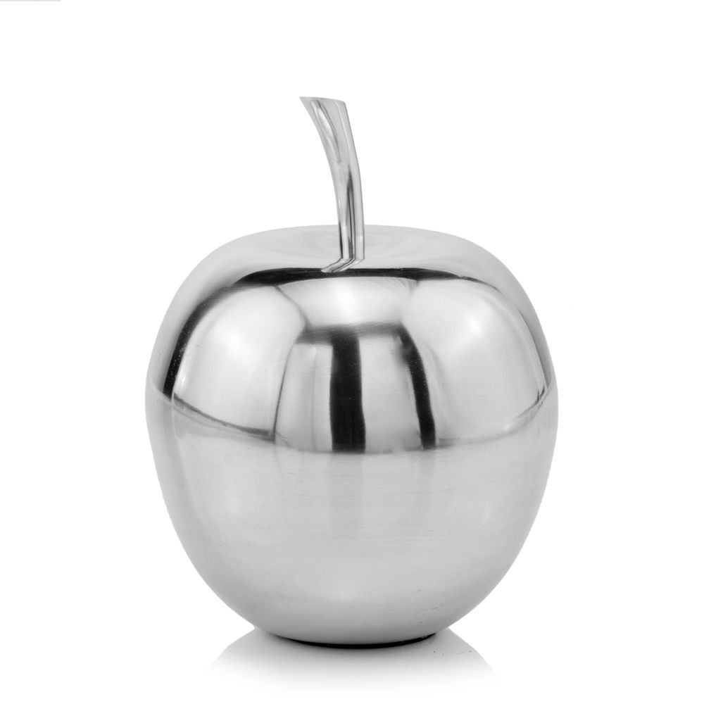 11" Silver Buffed Aluminum Decorative Apple Tabletop Sculpture