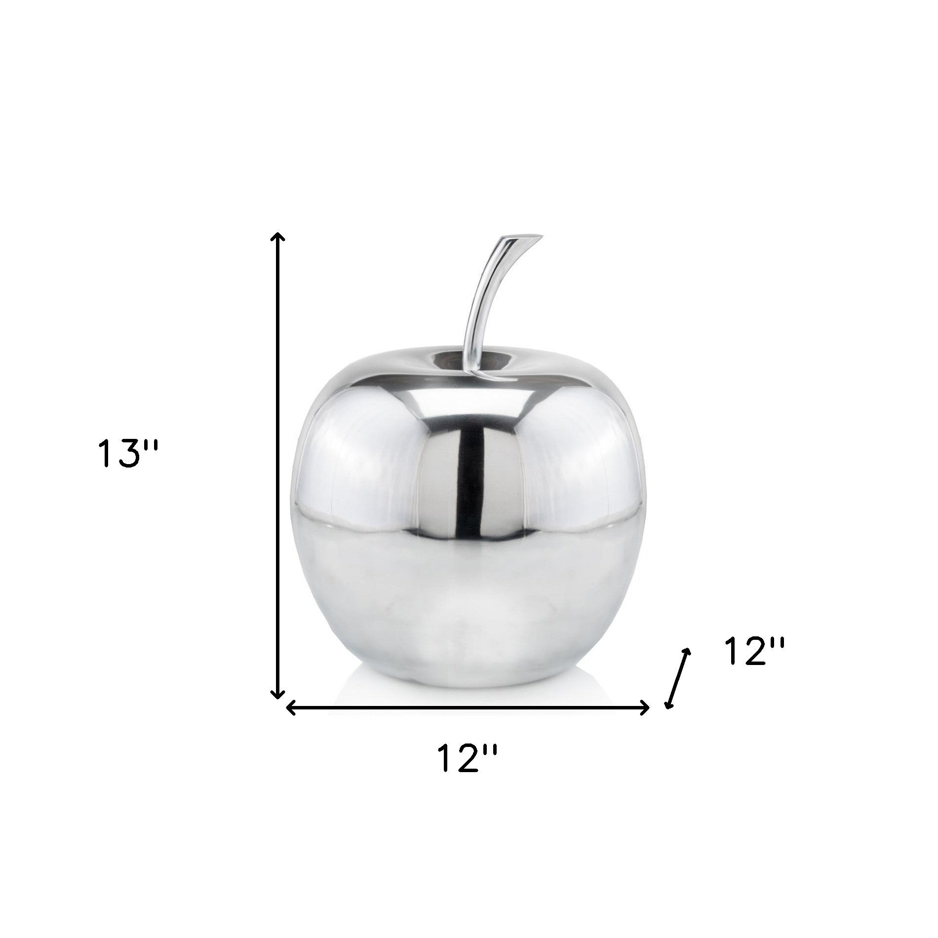 12" X 12" X 13" Buffed Extra Large Polished Apple