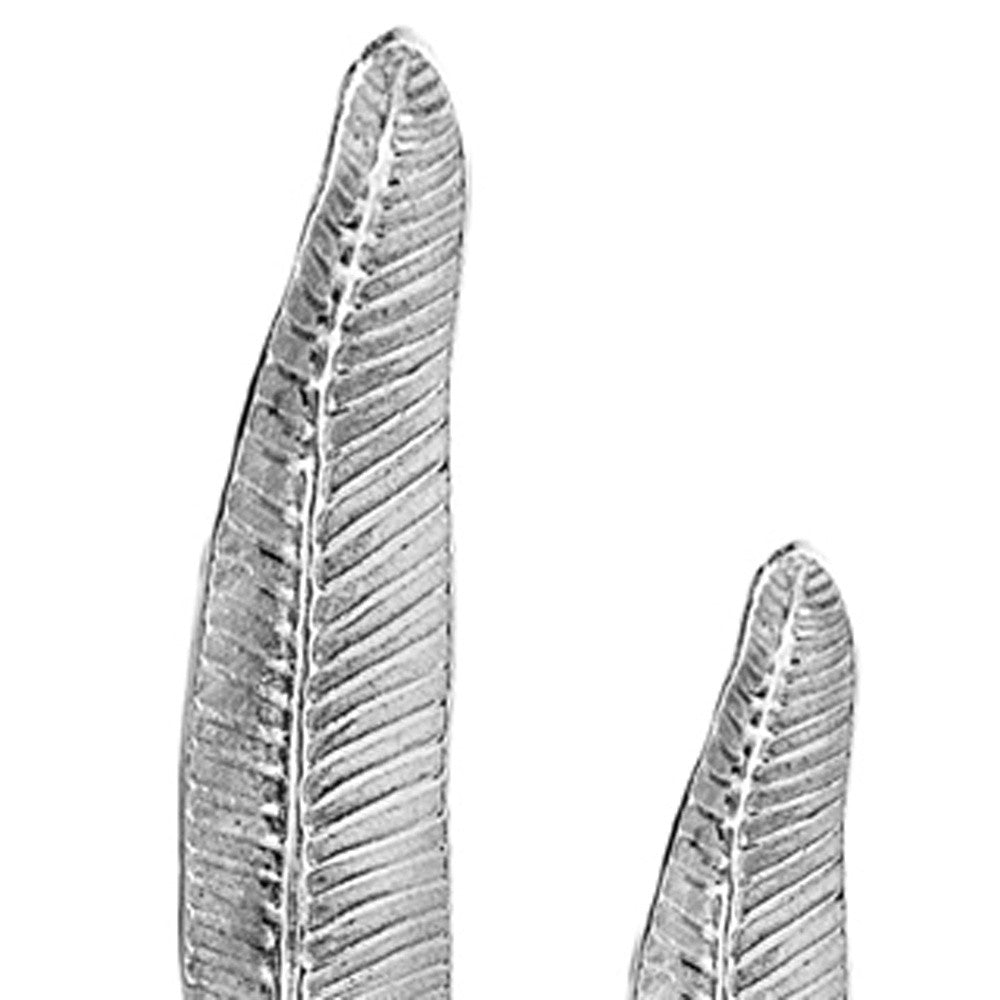 Rough Silver Tall Thin Set Of 2 Leaves