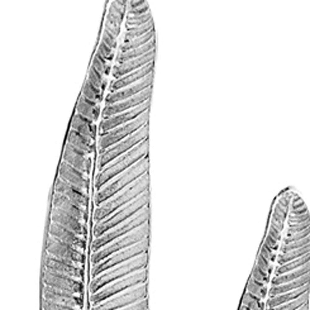 Rough Silver Tall Thin Set Of 2 Leaves