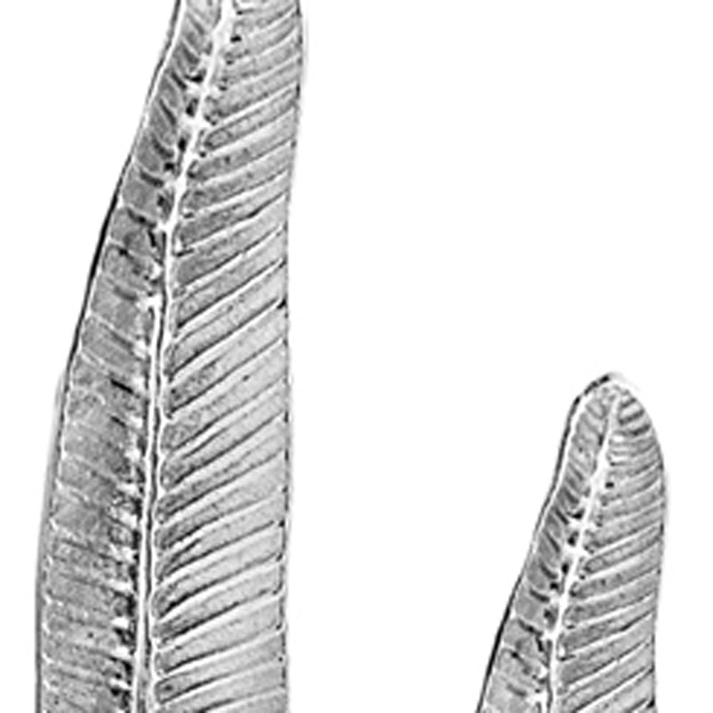 Rough Silver Tall Thin Set Of 2 Leaves