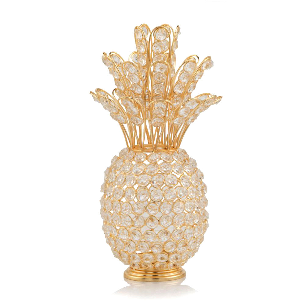 13" Gold and Faux Crystal Pineapple Tabletop Sculpture