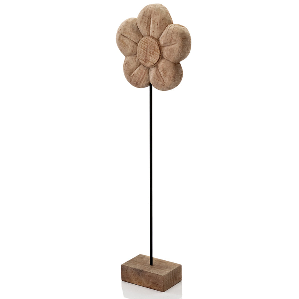 4" X 10" X 33" Natural And Black Tall Daisy On Stand