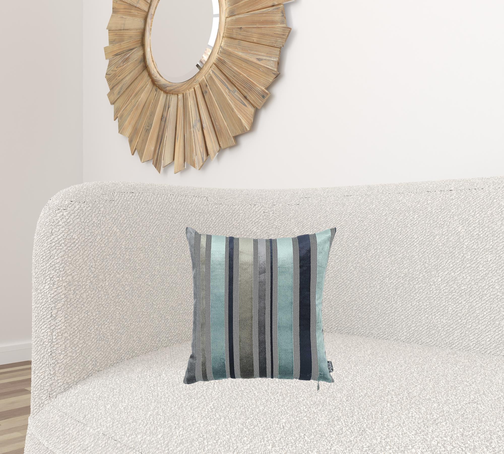 Set Of 2 Blue Variegated Stripe Decorative Pillow Covers