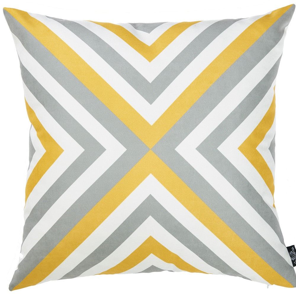 Yellow And Gray Geometric Decorative Throw Pillow Cover