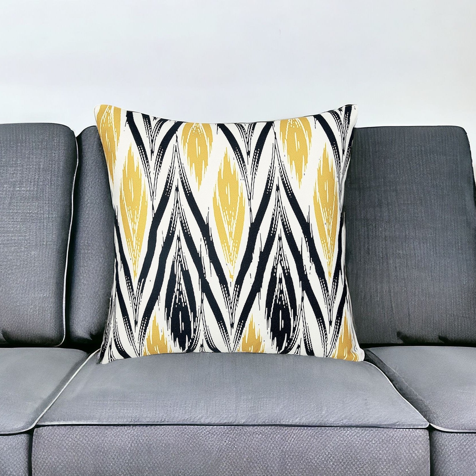 Black And  Yellow Zig Zag Decorative Throw Pillow Cover