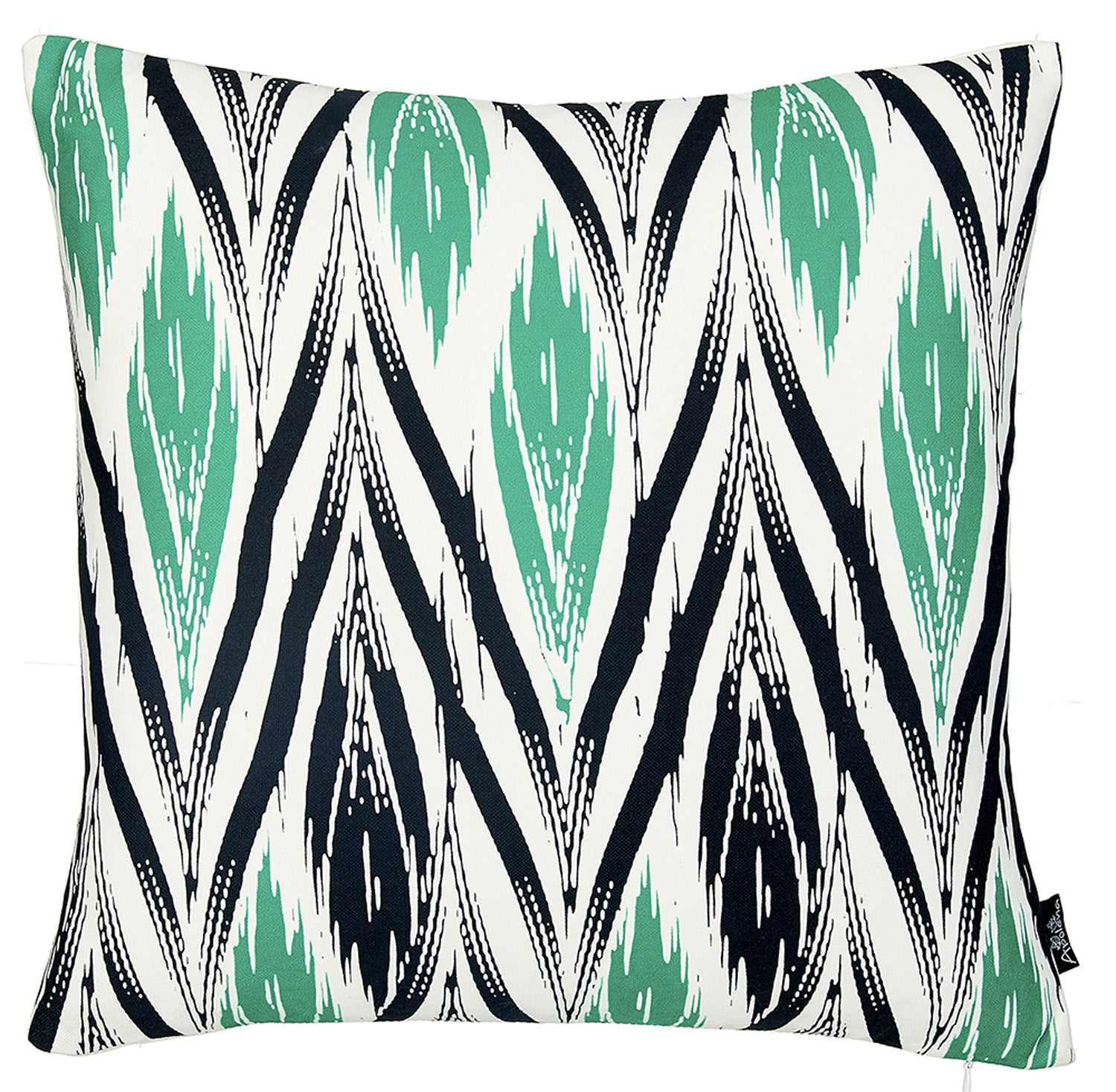 Black White And Green Long Ikat Decorative Throw Pillow Cover