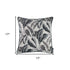 Gray Jacquard Tropical Leaf Decorative Throw Pillow Cover