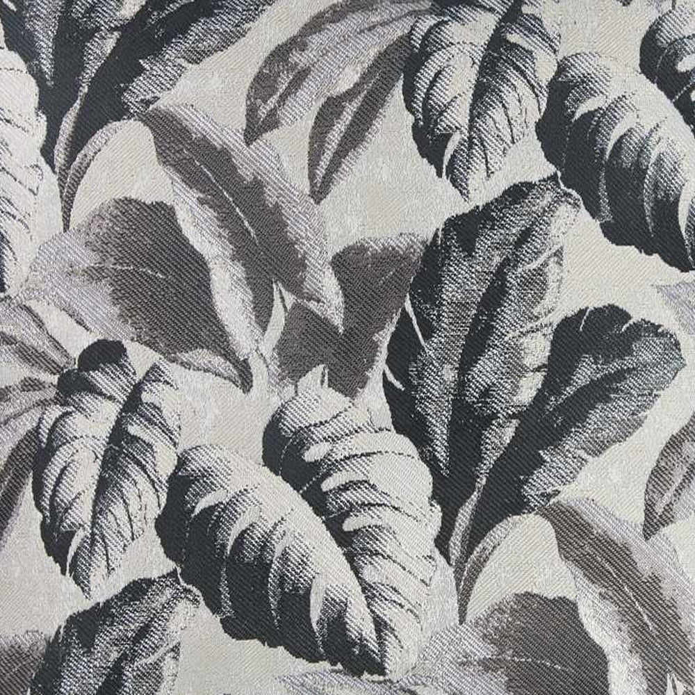 Gray Jacquard Tropical Leaf Decorative Throw Pillow Cover