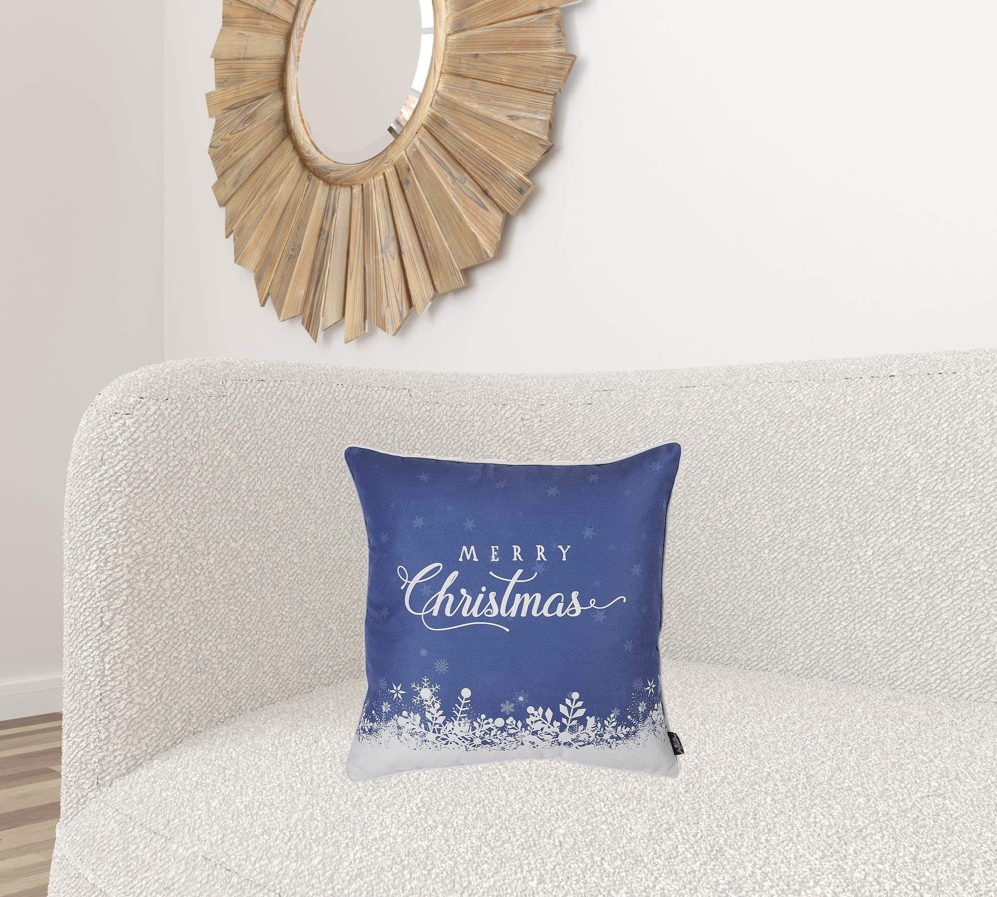 Merry Christmas Snow Scene Decorative Throw Pillow Cover