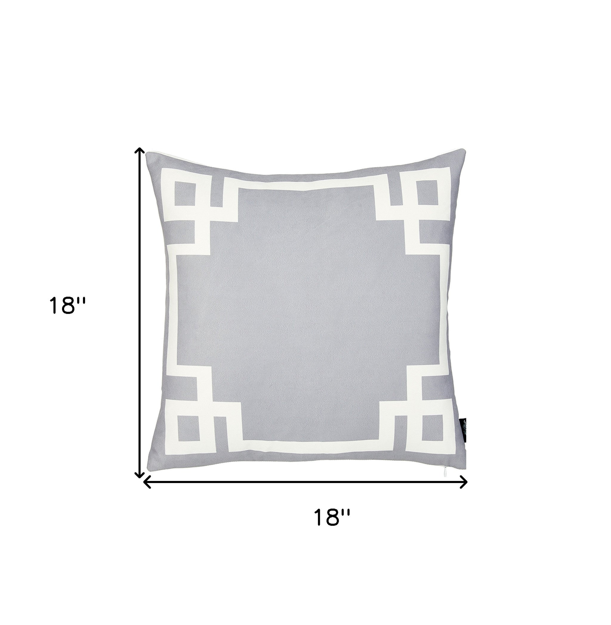 18" Light Grey And White Geometric Decorative Throw Pillow Cover