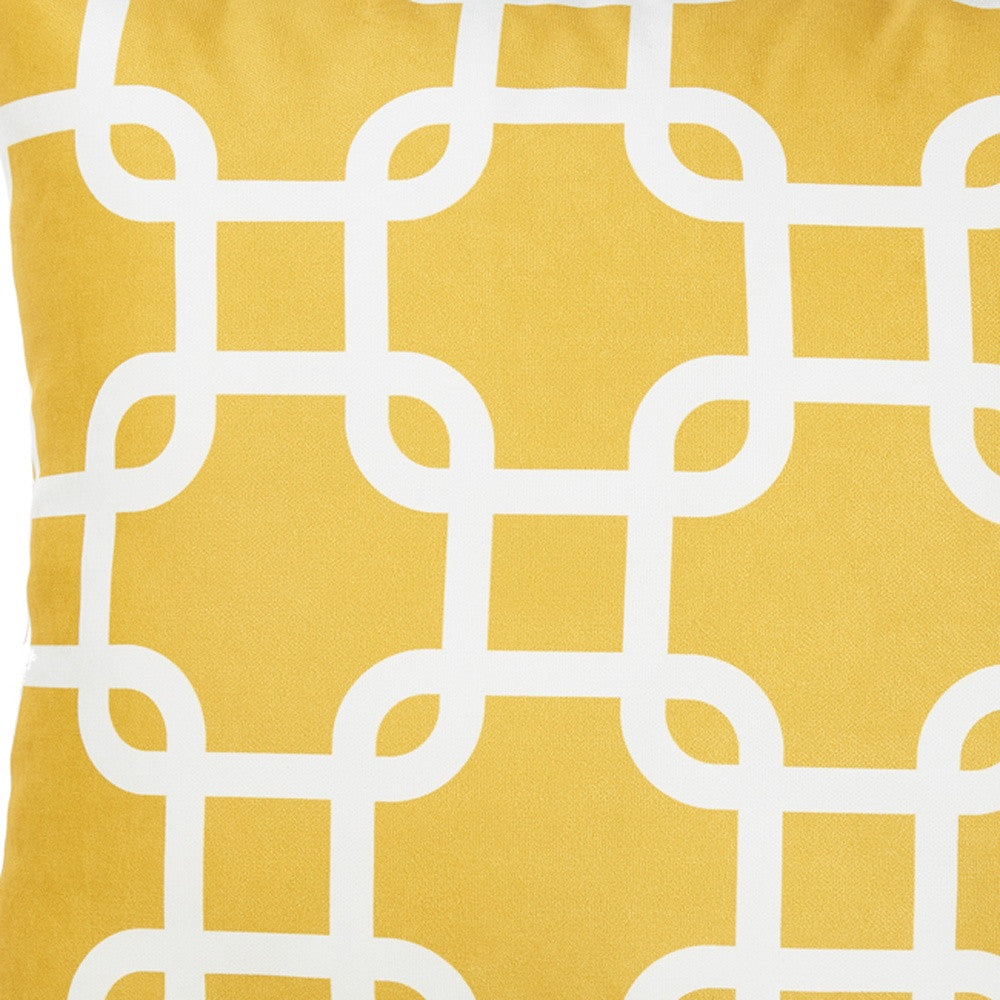 Yellow And White Lattice Decorative Throw Pillow Cover