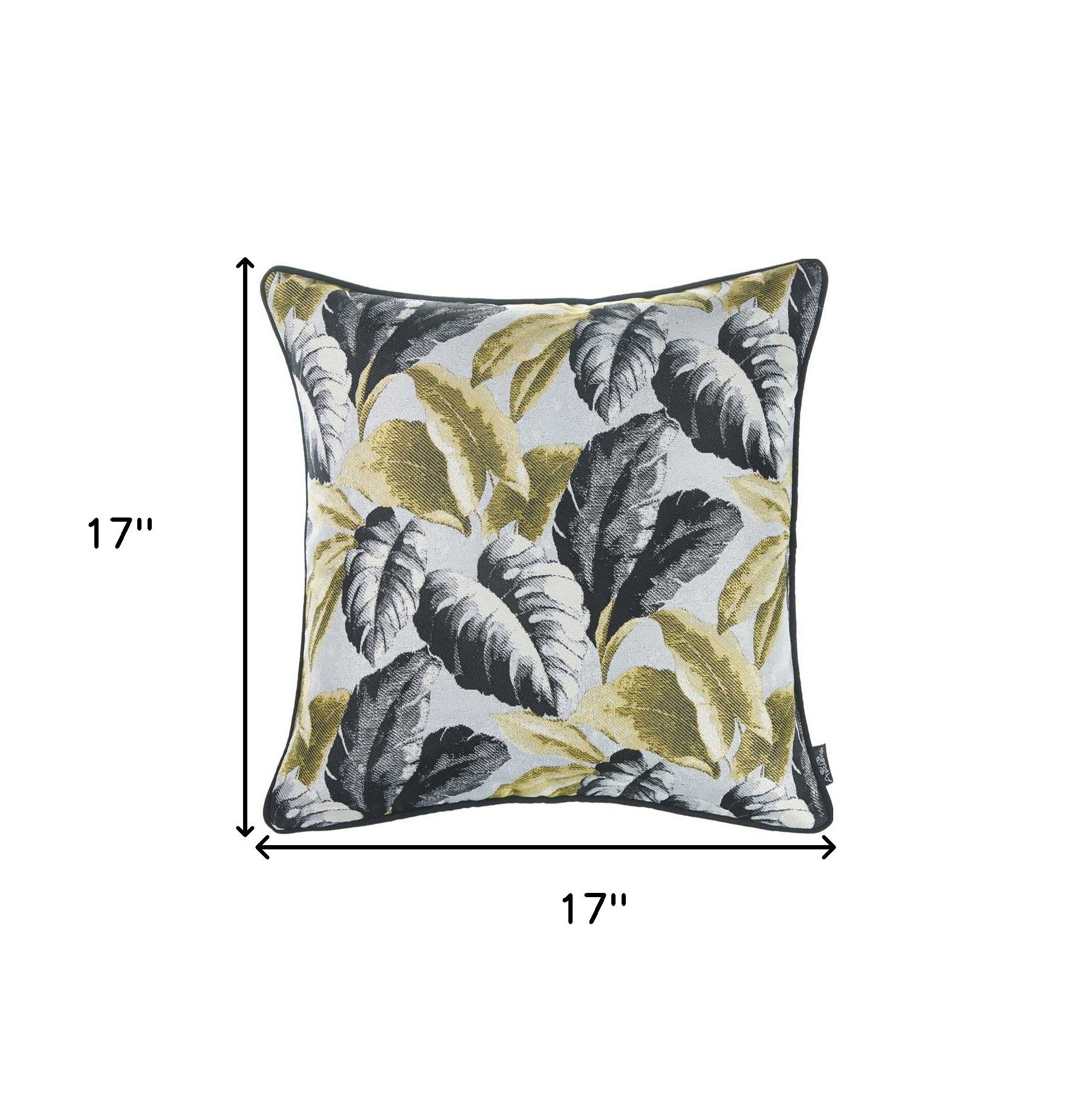 Black White Celadon Tropical Leaf Decorative Throw Pillow Cover