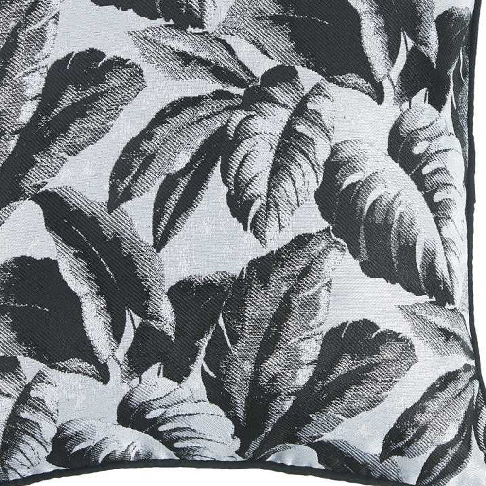 Black And White Tropical Leaf Decorative Throw Pillow Cover