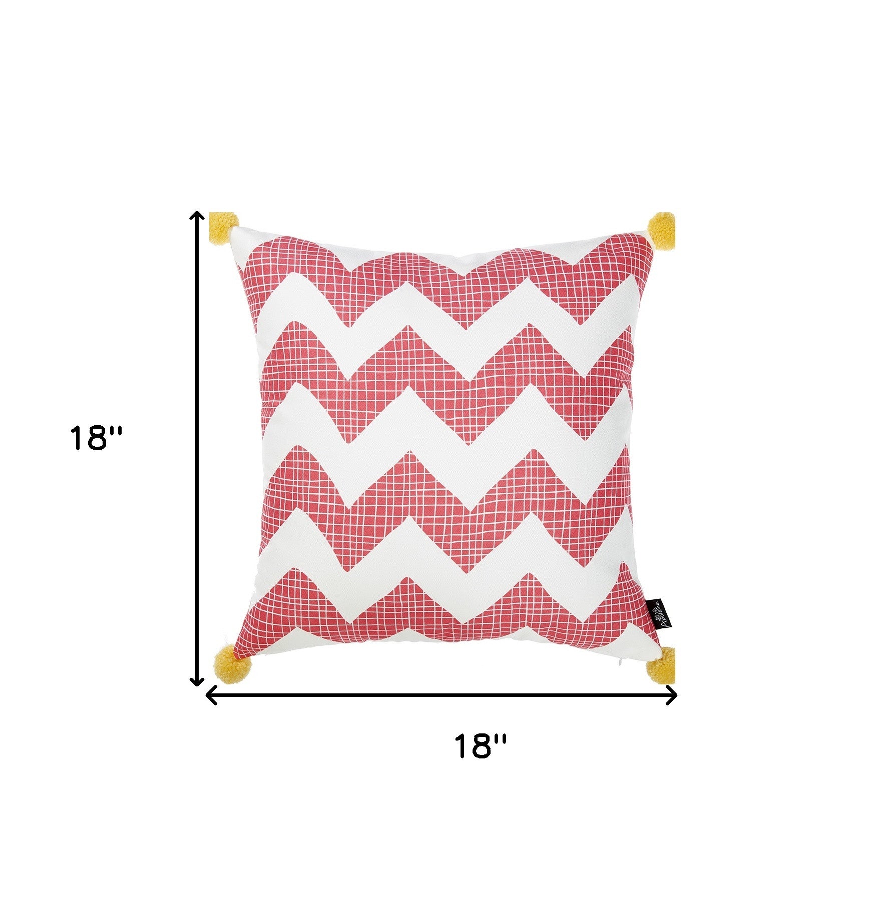 Pink Chevron And Pom Printed Decorative Throw Pillow Cover.