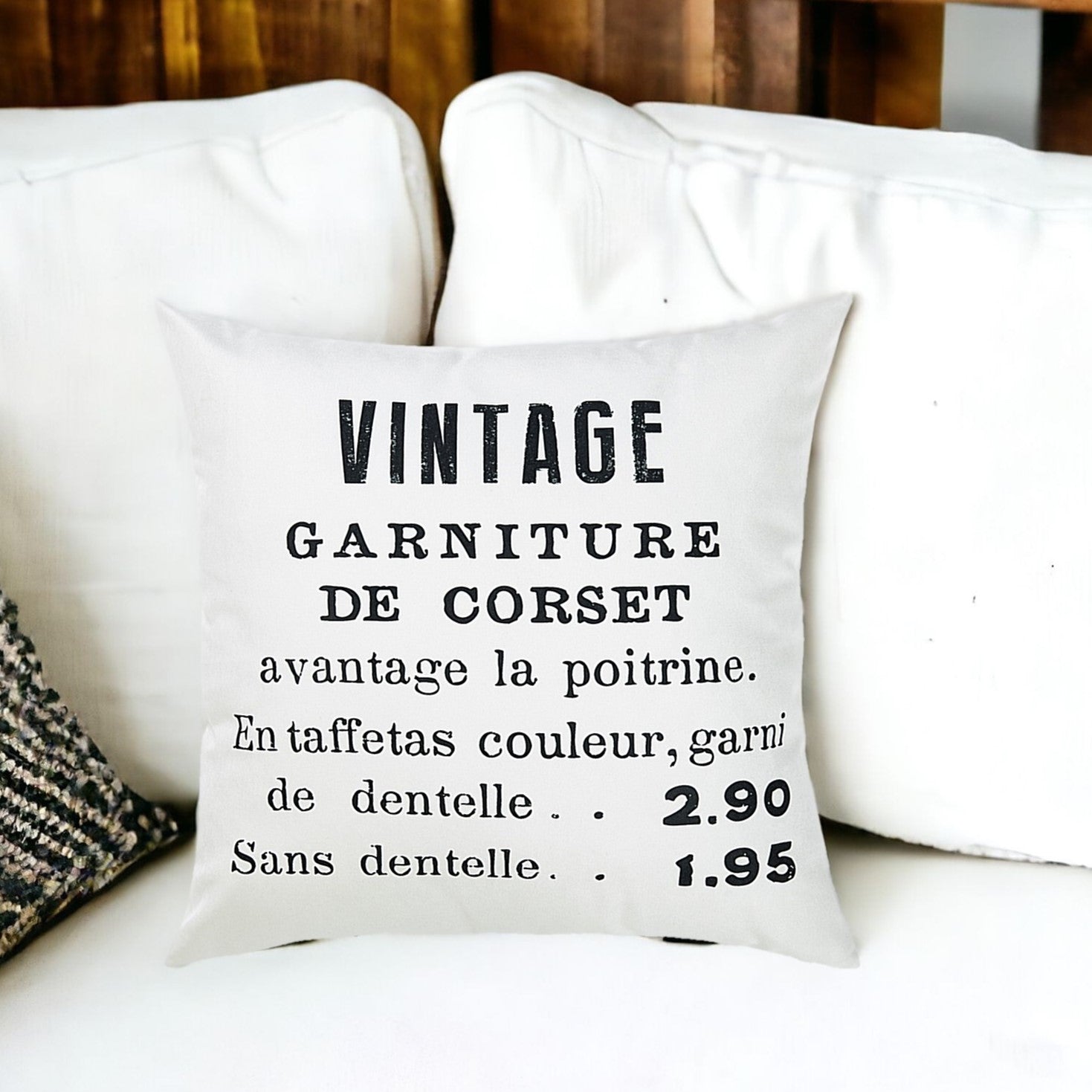 Black And White French Vintage Decorative Throw Pillow Cover