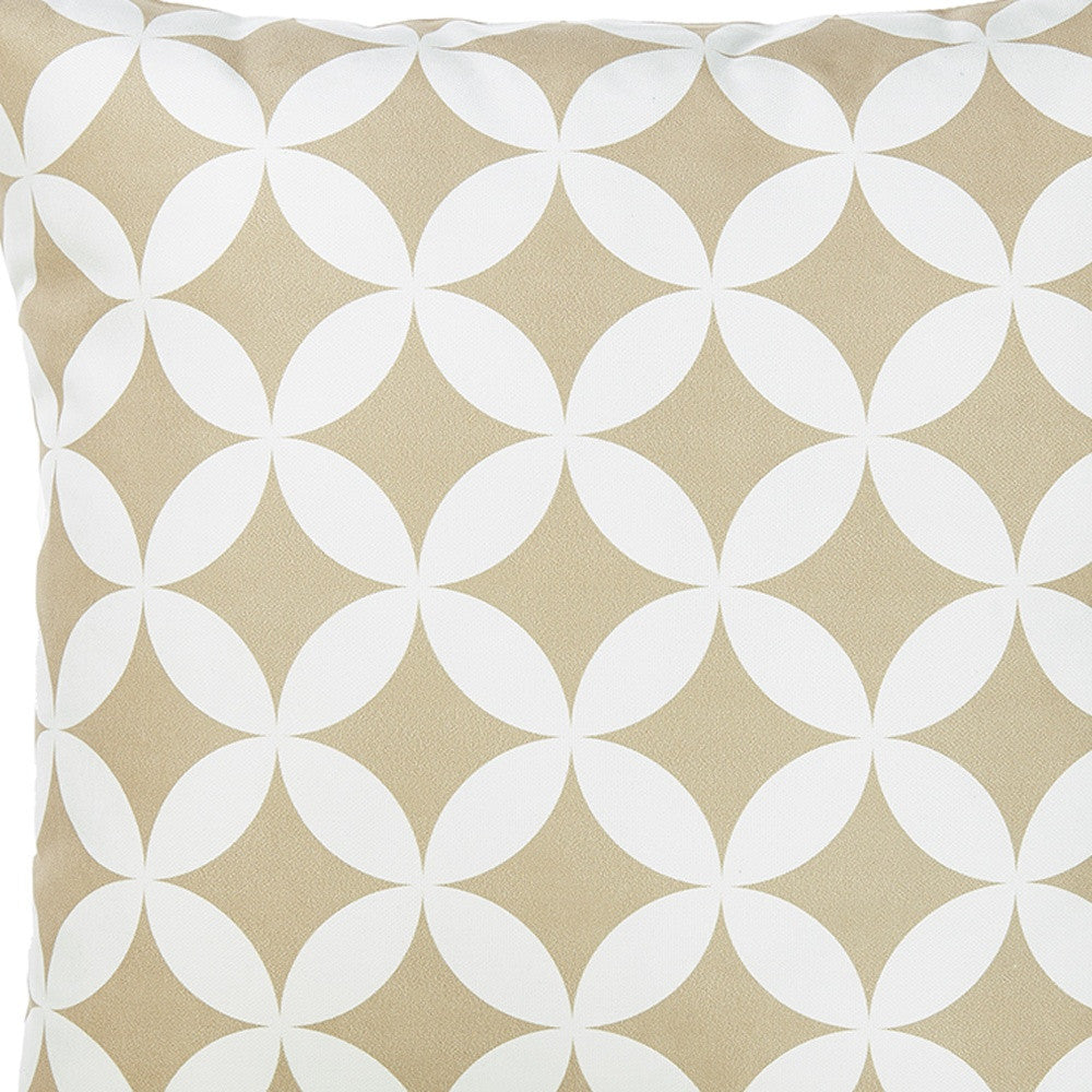 Taupe And White Geometric Decorative Throw Pillow Cover