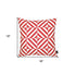 18" Red and White Geometric Throw Pillow Cover