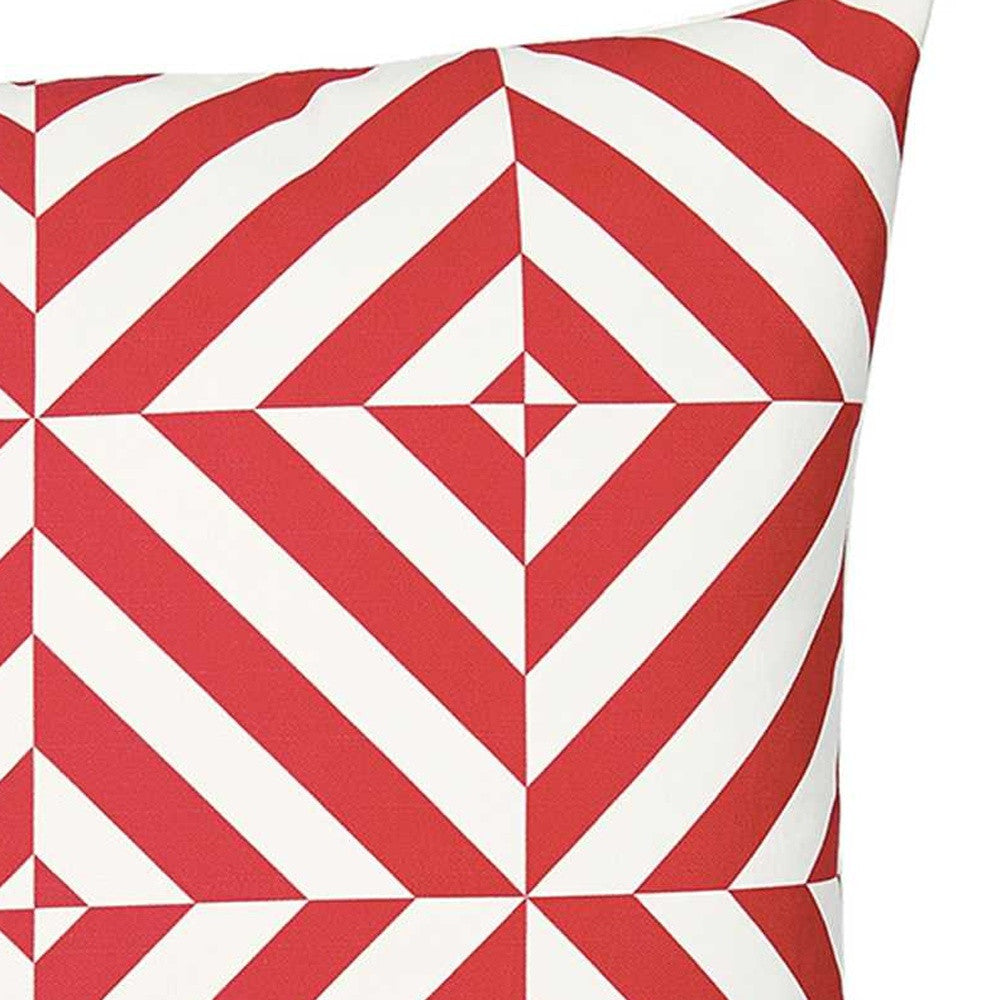 18" Red and White Geometric Throw Pillow Cover