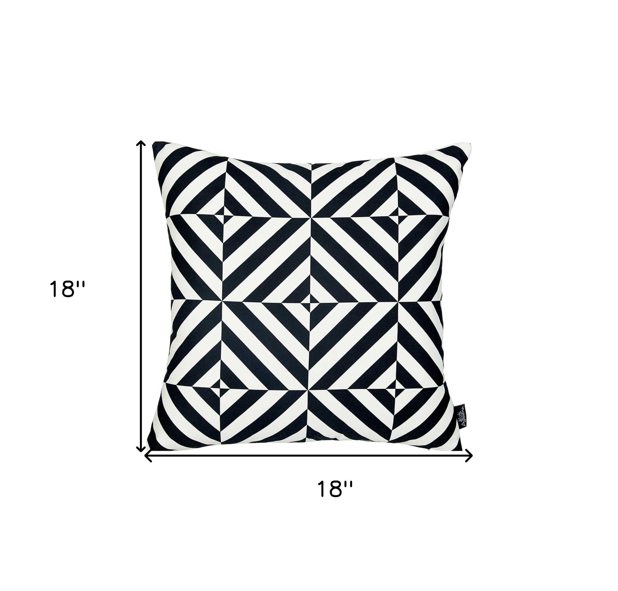 18" Black and White Geometric Throw Pillow Cover