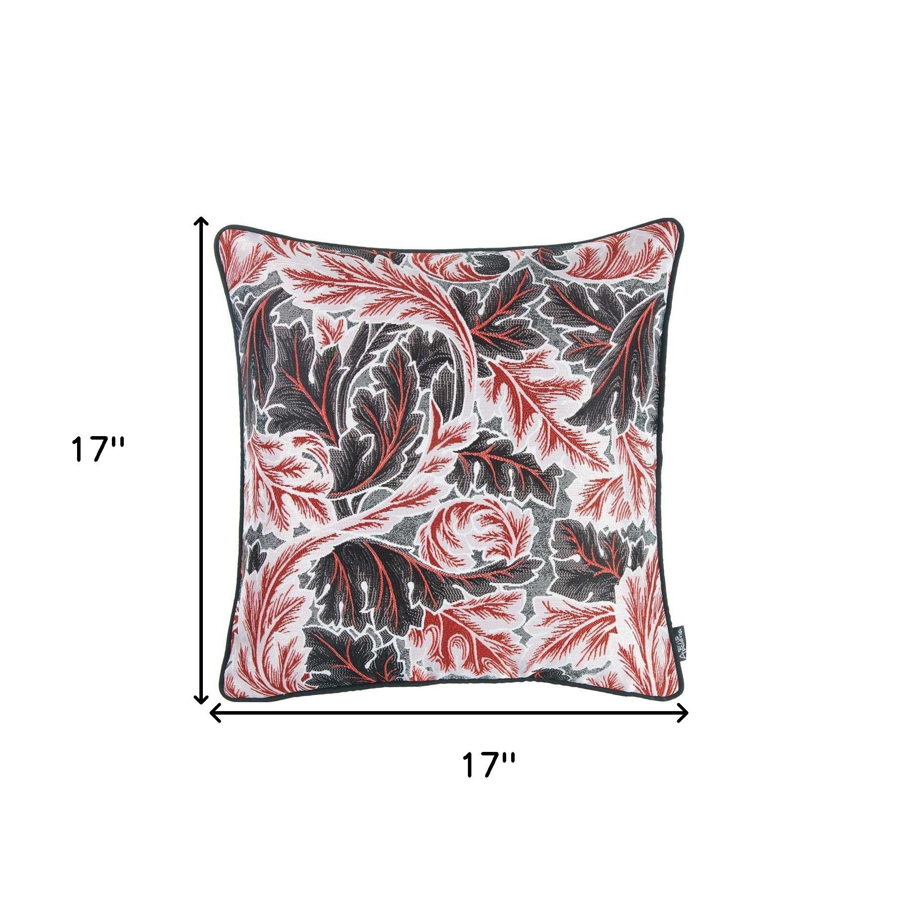 Black Red And White Jacquard Leaf Decorative Throw Pillow Cover