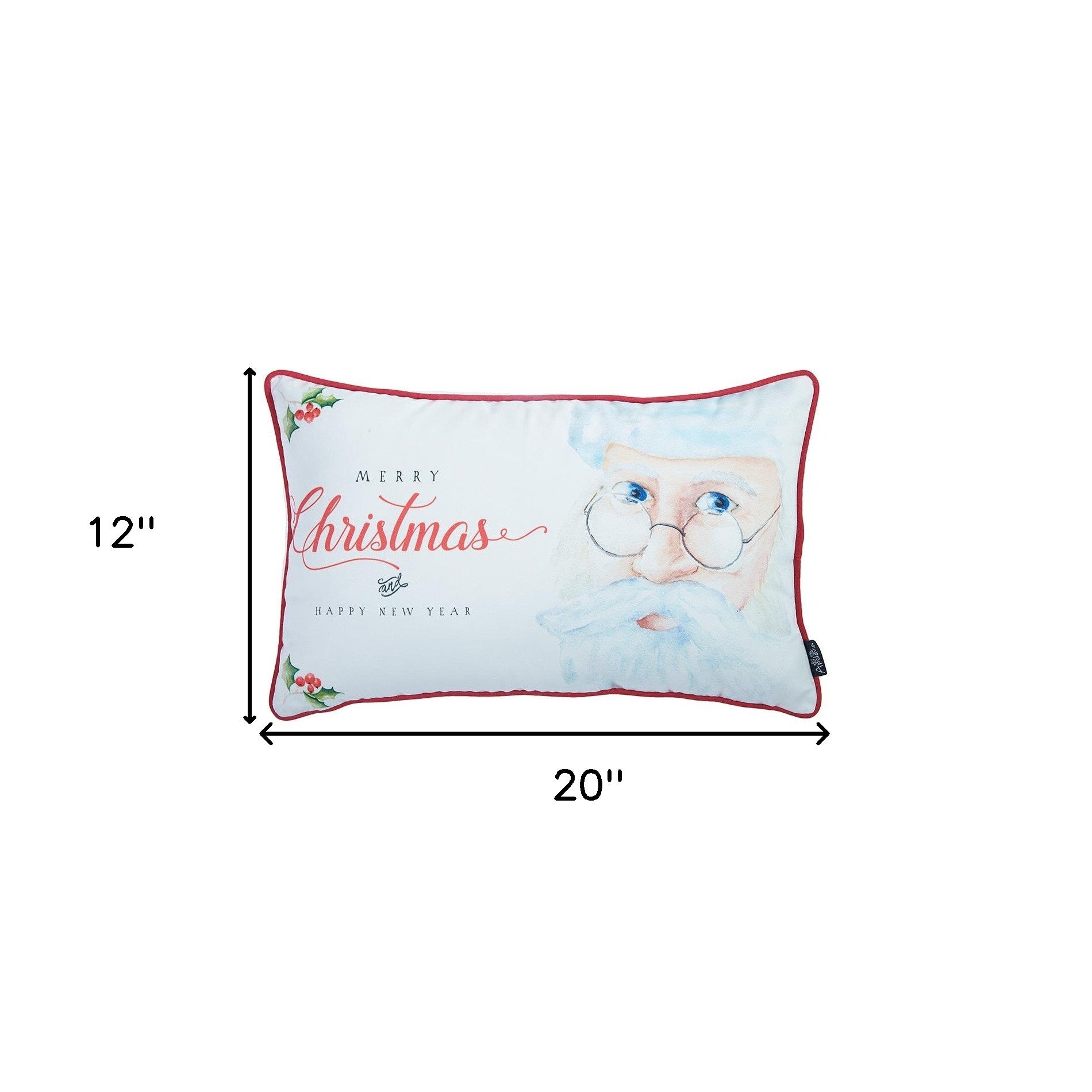 20" X 12" Red and White Christmas Santa Polyester Pillow Cover